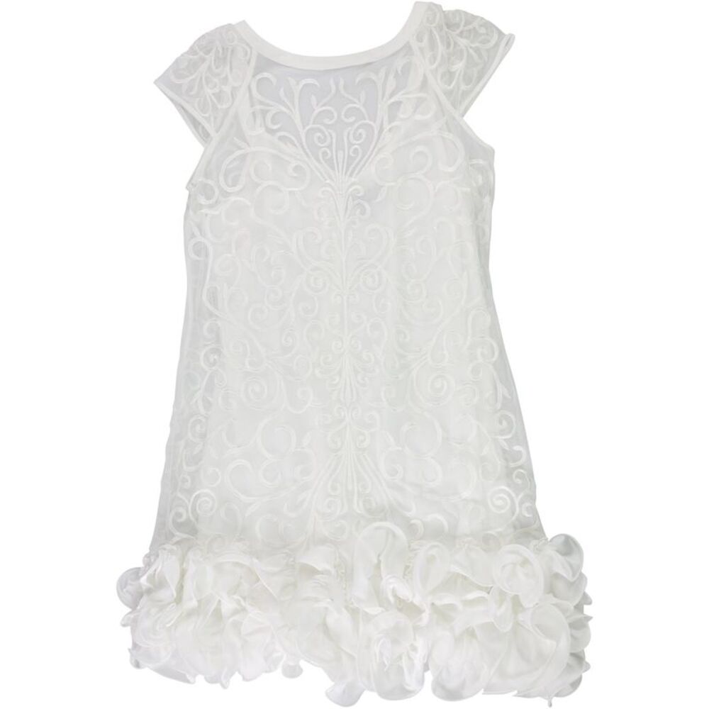 GUESS Womens Lace Sheath Dress, White, 0, DM